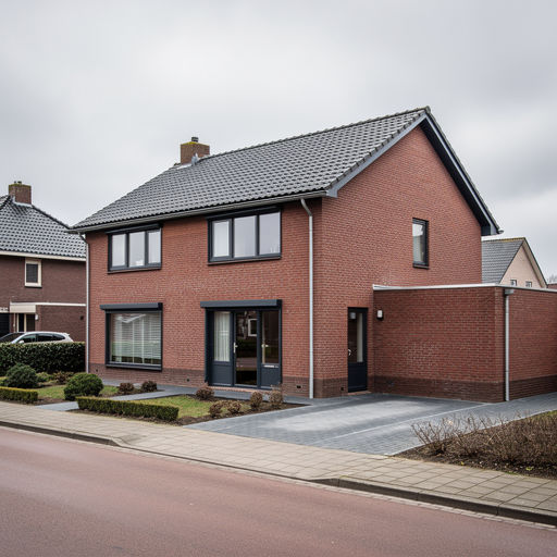vrijstaande jaren-90 woning in Rucphen met antraciet kunststof kozijnen en aanbouw