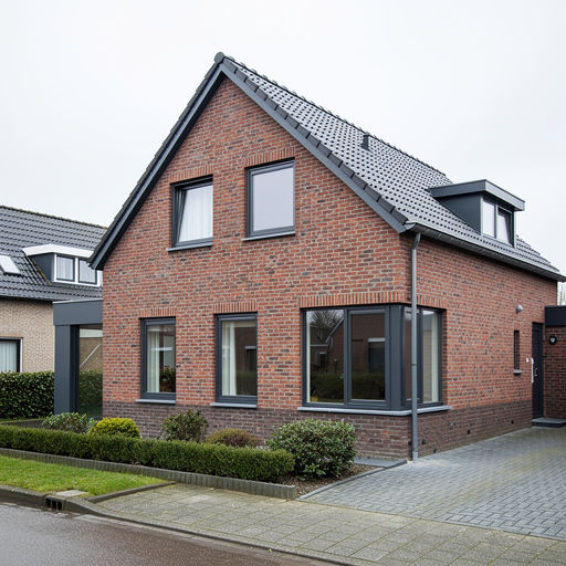vrijstaande jaren-90 woning in Geertruidenberg met antraciet kunststof kozijnen en aanbouw