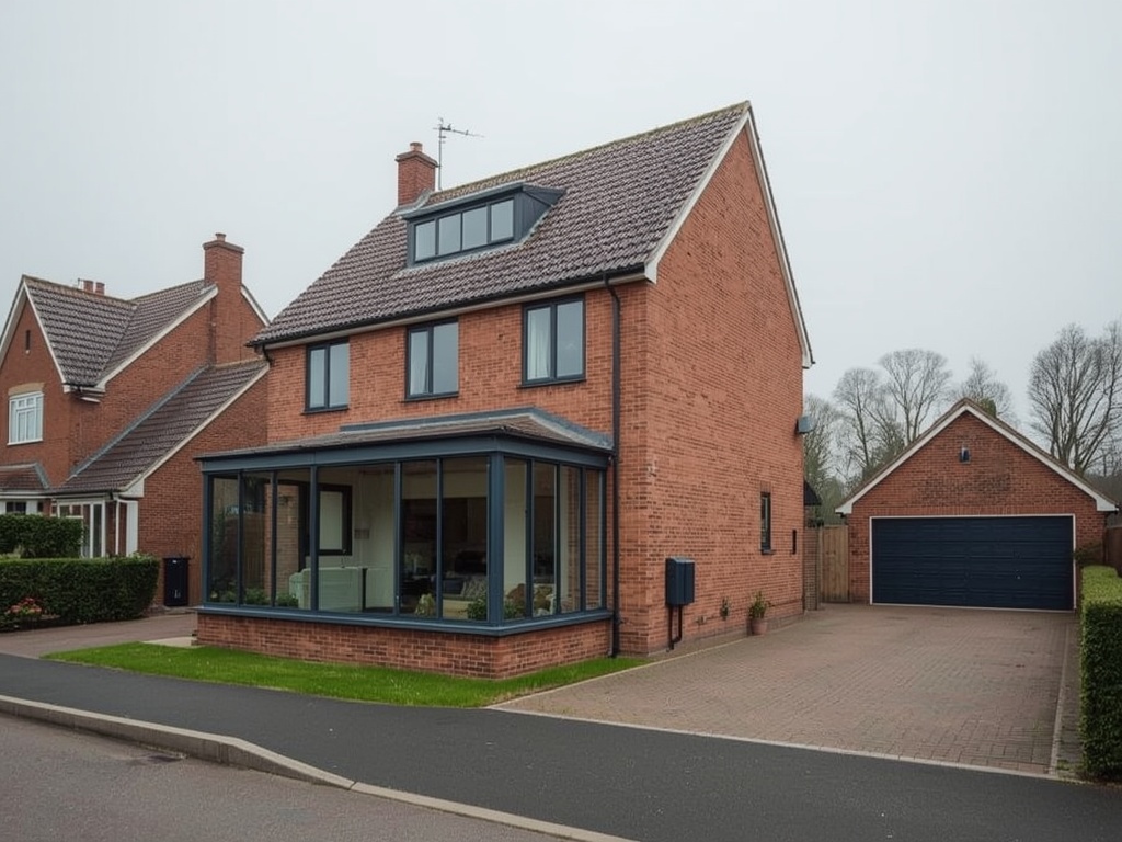 vrijstaande jaren-90 woning in Raamsdonksveer met antraciet kunststof kozijnen en aanbouw