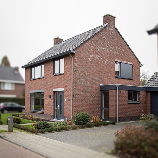 vrijstaande jaren-90 woning in Oosterhout met antraciet kunststof kozijnen en aanbouw