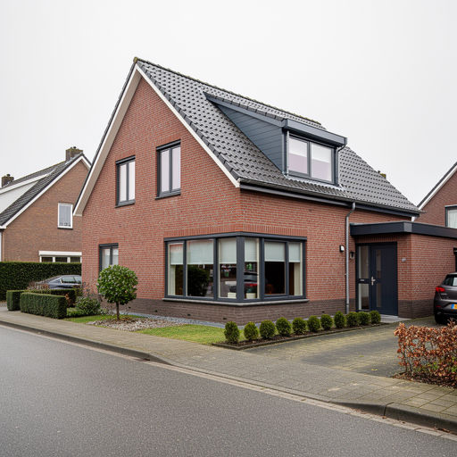 vrijstaande jaren-90 woning in Waalwijk met antraciet kunststof kozijnen en aanbouw