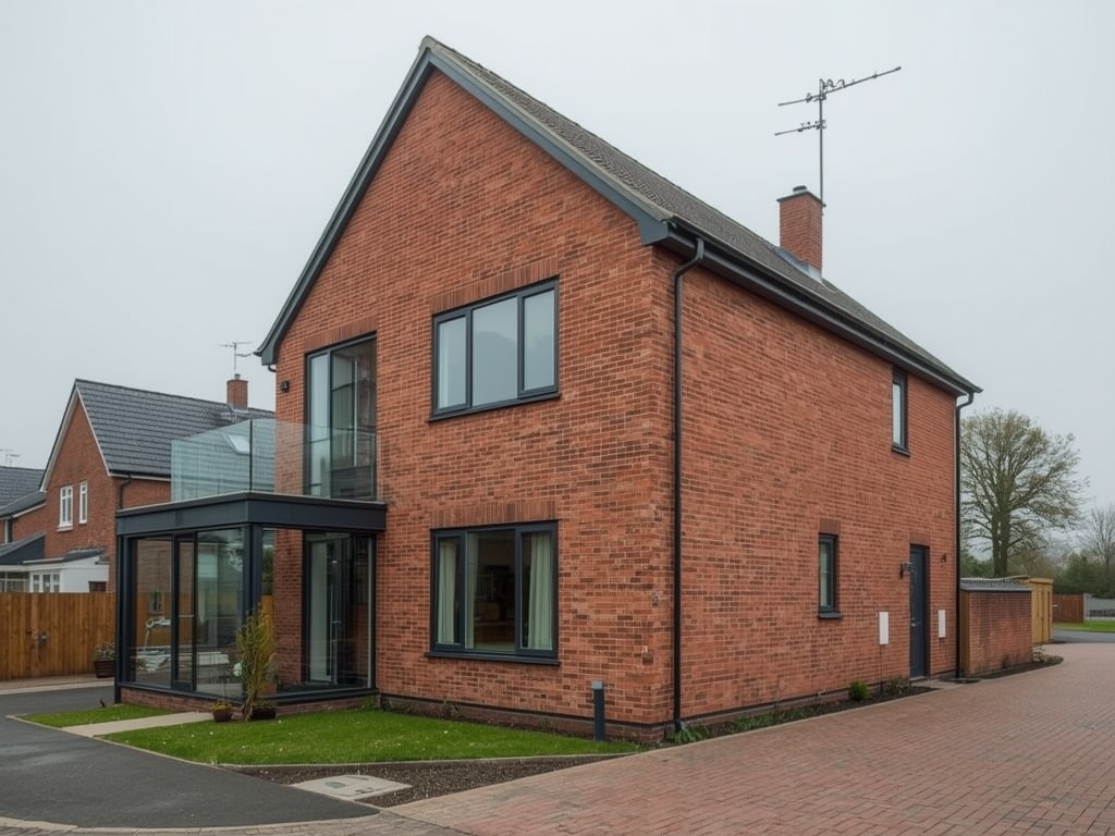 vrijstaande jaren-90 woning in Breda met antraciet kunststof kozijnen en aanbouw