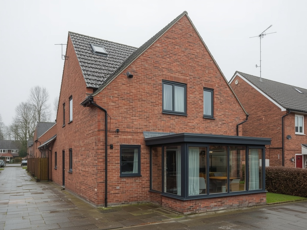vrijstaande jaren-90 woning in Loon op Zand met antraciet kunststof kozijnen en aanbouw