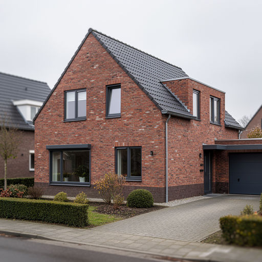 vrijstaande jaren-90 woning in Tilburg met antraciet kunststof kozijnen en aanbouw