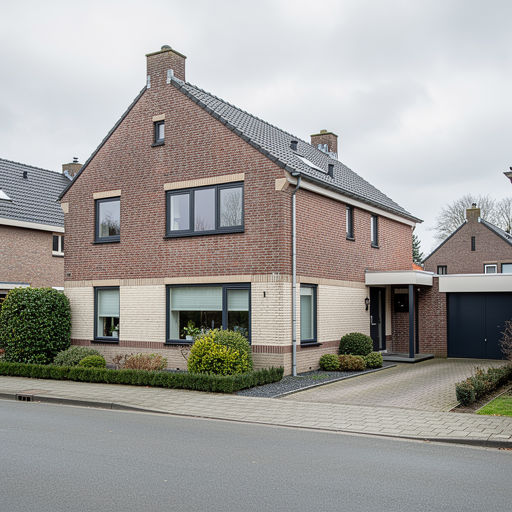 vrijstaande jaren-90 woning in Drimmelen met antraciet kunststof kozijnen en aanbouw