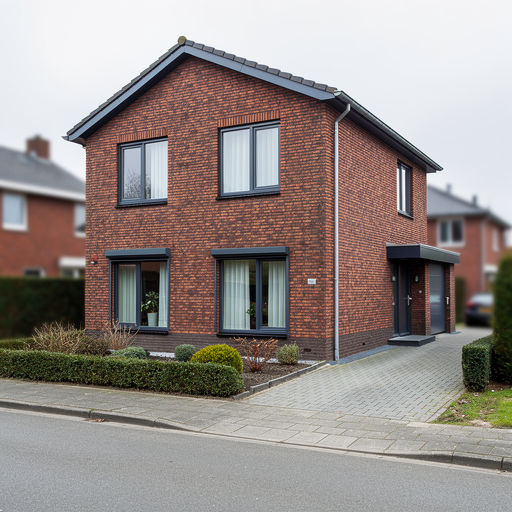 vrijstaande jaren-90 woning in Sprundel met antraciet kunststof kozijnen en aanbouw