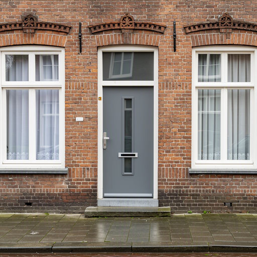 Kunststof voordeur aan de voorgevel van een woning in Oosterhout