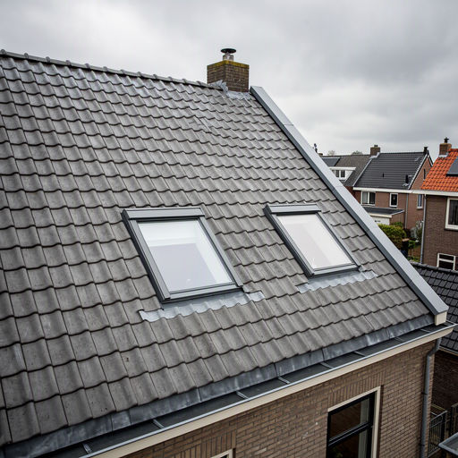 Kunststof dakraam in het schuine dak van een woning in Oosterhout