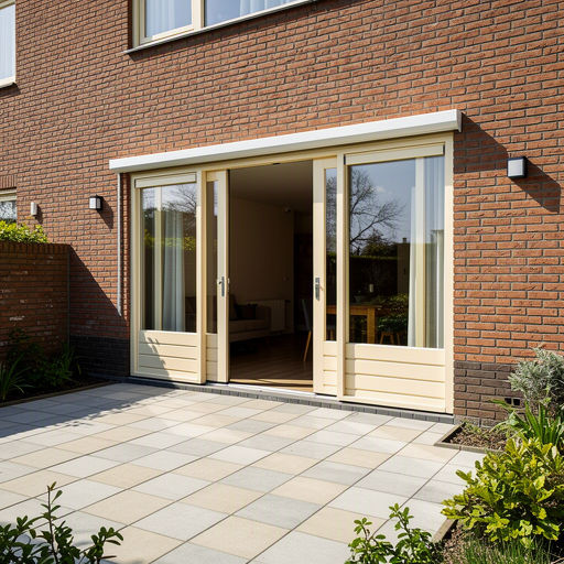 Kunststof schuifpui aan de achtergevel van een woning in Oosterhout